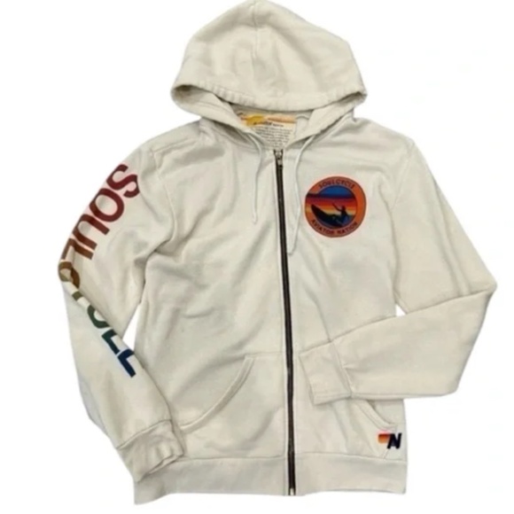 Aviator Nation Soul cycle Zip Hoodie small Cream color - Picture 1 of 11